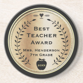 Best Teacher Award Goud met Zwart Zandsteen Onderzetter