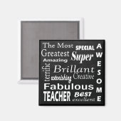 Best Teacher Chalkboard Subway Typography Art Magneet (Voorkant / Achterkant)