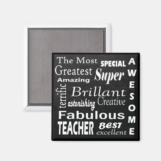 Best Teacher Chalkboard Subway Typography Art Magneet (Voorkant / Achterkant)