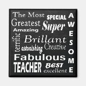Best Teacher Chalkboard Subway Typography Art Magneet (Voorkant)