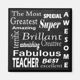Best Teacher Chalkboard Subway Typography Art Magneet