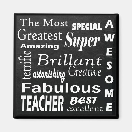 Best Teacher Chalkboard Subway Typography Art Magneet (Voorkant)