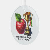 Best Teacher ever add name Glas Ornament (Voorkant links)