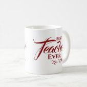 Best Teacher Ever Burgundy Typography Name Script Koffiemok (Voorkant rechts)
