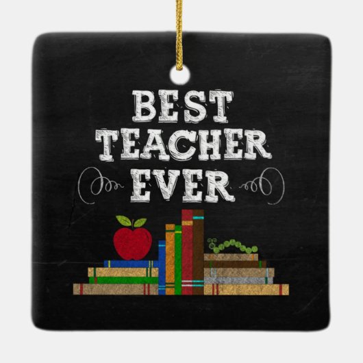 Best Teacher Ever Chalkboard Ornament (Achterkant)