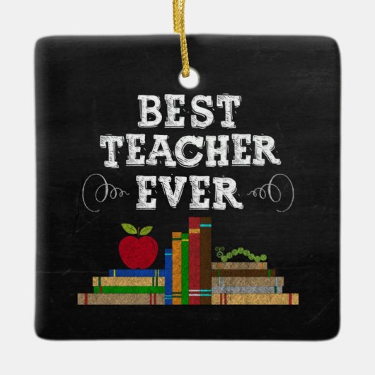 Best Teacher Ever Chalkboard Ornament (Voorkant)