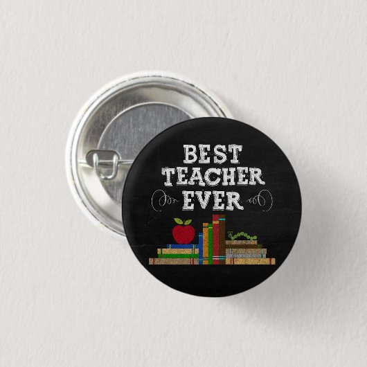Best Teacher Ever Chalkboard Ronde Button 3,2 Cm (Voorkant /achterkant)