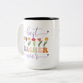 Best teacher ever, Custom mug for teacher Tweekleurige Koffiemok (Voorkant links)