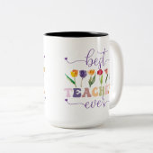 Best teacher ever, Custom mug for teacher Tweekleurige Koffiemok (Voorkant rechts)