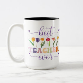 Best teacher ever, Custom mug for teacher Tweekleurige Koffiemok