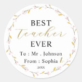 Best Teacher Ever – Custom Name Sticker Gift (Voorkant)