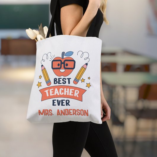 Best teacher ever, Customized Cotton Canvas Tote Bag