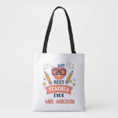 Best teacher ever, Customized Cotton Canvas Tote Bag (Voorkant)