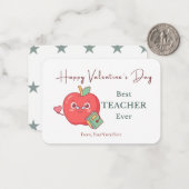 Best Teacher Ever Cute Apple Valentine Card Notitiekaartje (Voorkant / Achterkant in situ)