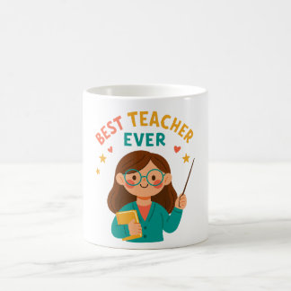 Best Teacher Ever – Cute Cartoon Appreciation Koffiemok