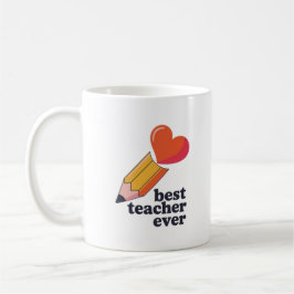 Best Teacher Ever Cute Pencil Heart Coffee Mug Tea Koffiemok