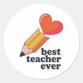 Best Teacher Ever Cute Pencil Heart Sticker Teache (Voorkant)