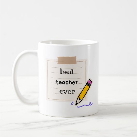 Best Teacher Ever Mug – Cute Pencil Design Gift fo Koffiemok (Links)