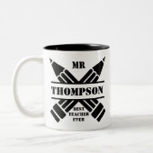 Best Teacher Ever Pencil Monogram Coffee Mok (Links)