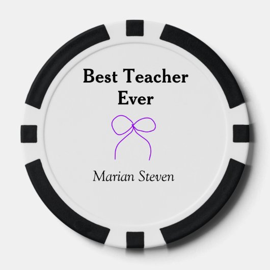 Best Teacher ever purple bow name appreciation gif Poker Chips (Voorkant)