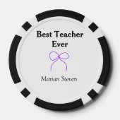 Best Teacher ever purple bow name appreciation gif Poker Chips (Achterkant)