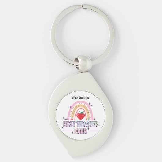 Best Teacher Ever Rainbow Sleutelhanger (Voorkant)