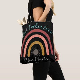 Best Teacher Ever Rainbow Sun Canvas tas