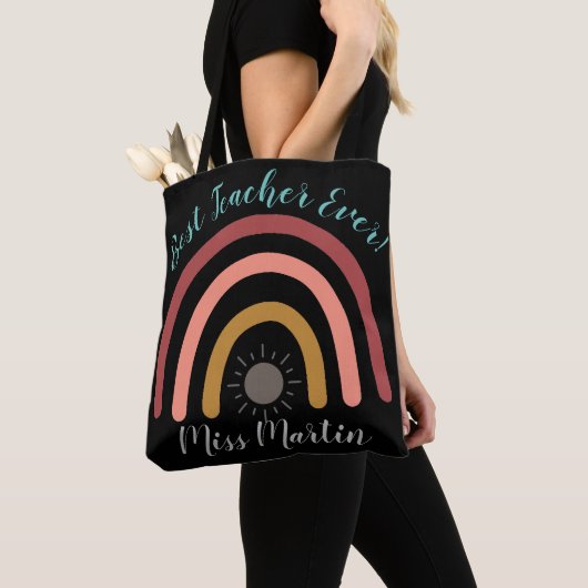 Best Teacher Ever Rainbow Sun Canvas tas (Dichtbij)
