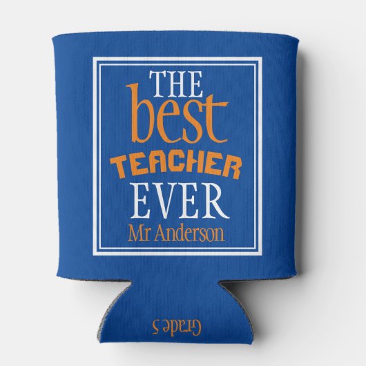 Best Teacher Ever Typography Blue Blikjeskoeler (Achterkant)