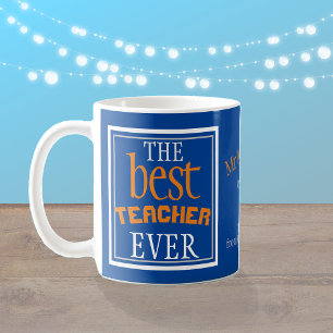 Best Teacher Ever Typography Blue Koffiemok