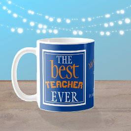 Best Teacher Ever Typography Blue Koffiemok