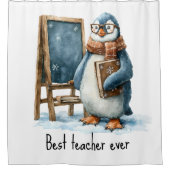 Best Teacher Ever Winter Penguin Design Douchegordijn (Voorkant)