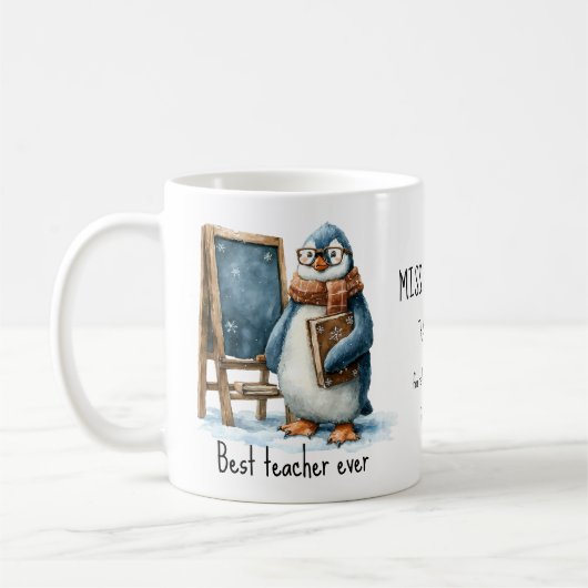 Best Teacher Ever Winter Penguin Design Koffiemok (Links)