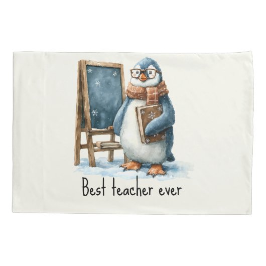 Best Teacher Ever Winter Penguin Design Kussensloop (Achterkant)