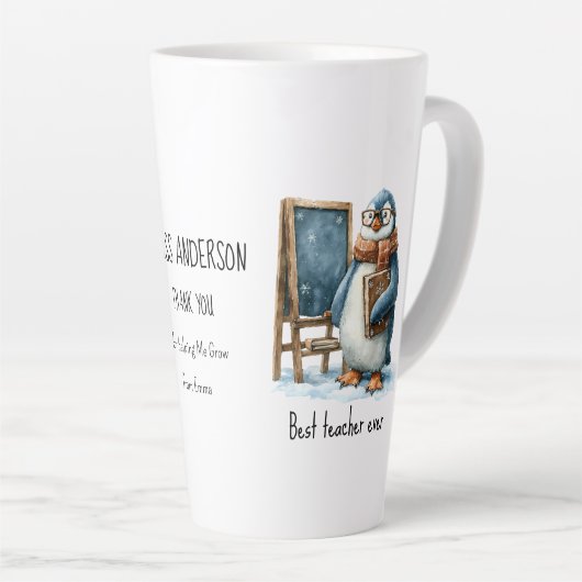 Best Teacher Ever Winter Penguin Design Latte Mok (Rechterhoek)