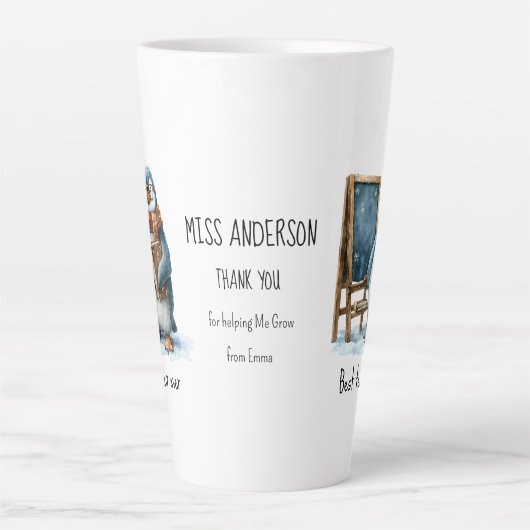 Best Teacher Ever Winter Penguin Design Latte Mok (Voorkant)