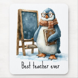 Best Teacher Ever Winter Penguin Design Muismat