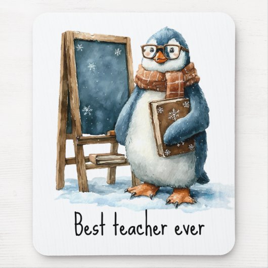 Best Teacher Ever Winter Penguin Design Muismat (Voorkant)