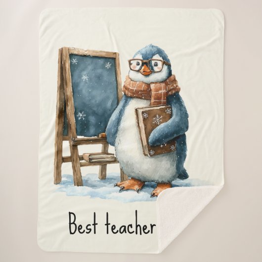 Best Teacher Ever Winter Penguin Design Sherpa Deken (Voorkant)