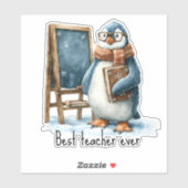 Best Teacher Ever Winter Penguin Design Sticker (Vel)