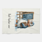 Best Teacher Ever Winter Penguin Design Theedoek (Horizontaal)