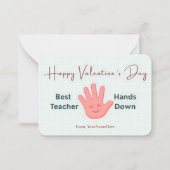Best Teacher Hands Down Cute Valentine Card Notitiekaartje (Voorkant)