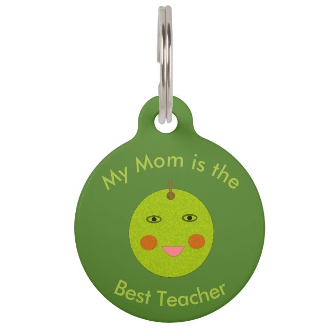 Best Teacher Happy Apple Custom Dog Label Huisdierpenning (Voorkant)
