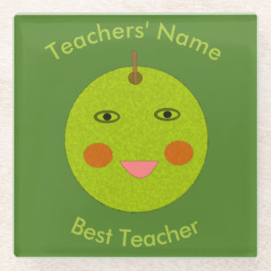 Best Teacher Happy Apple Custom Glass Onderzetter