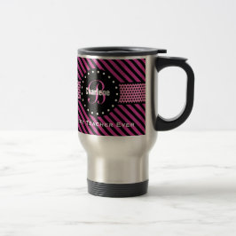 Best TEACHER Monogram roze Polka Dots Stripes V03 Reisbeker