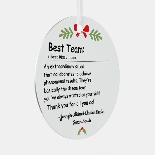Best Team Definition employee appreciation Custom Metalen Ornament (Voorkant Rechts)