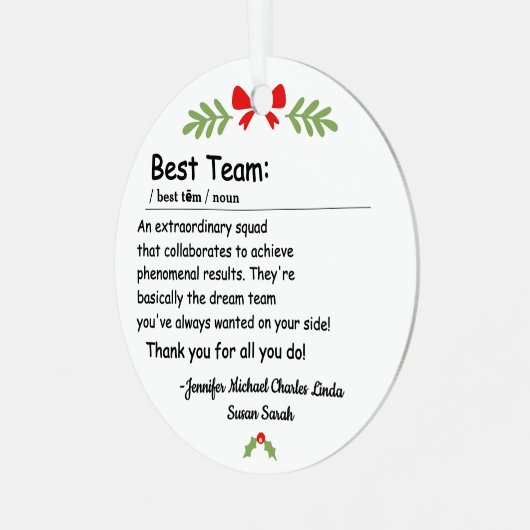 Best Team Definition employee appreciation Custom Metalen Ornament (Voorkant links)