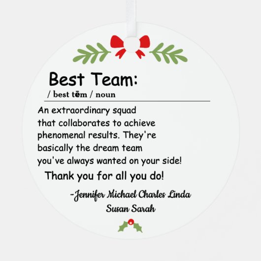 Best Team Definition employee appreciation Custom Metalen Ornament (Achterkant)
