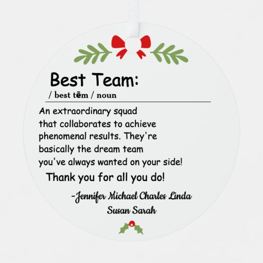 Best Team Definition employee appreciation Custom Metalen Ornament (Voorkant)