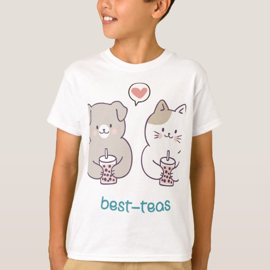 Best-Teas Besties Best Friend Boba Bubble Tea Cat  T-shirt (Voorkant)